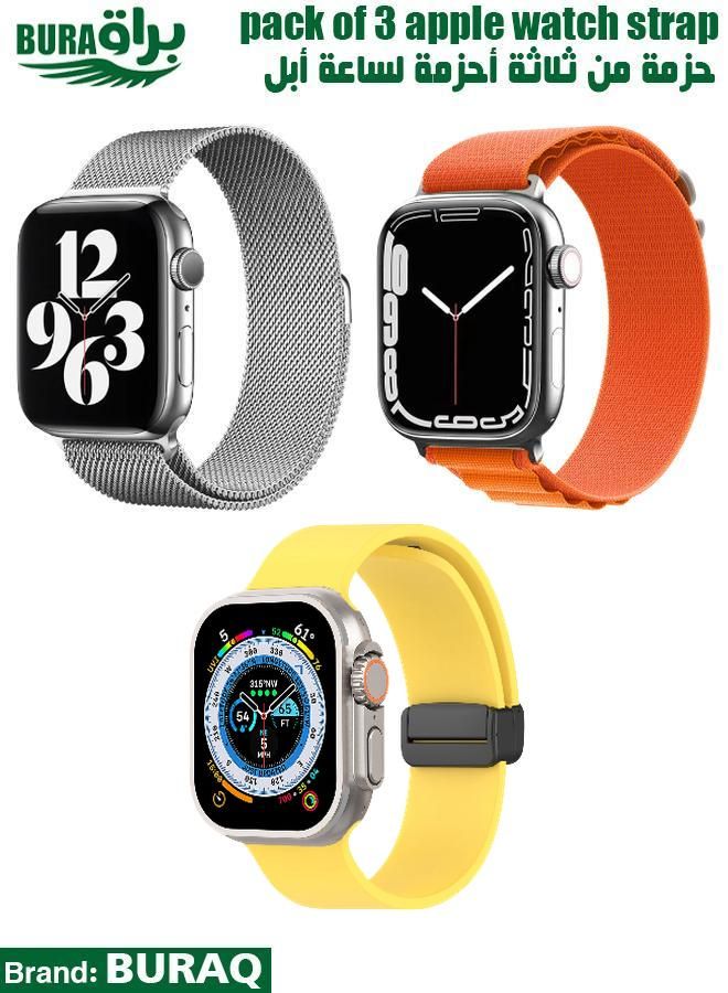 BURAQ Apple Watch Band Strap For Apple Watch Ultra 2/Ultra 49mm, Series 10 46mm, 9/8/7 45mm, SE2/SE/6/5/4 44mm, 3/2/1 42mm 