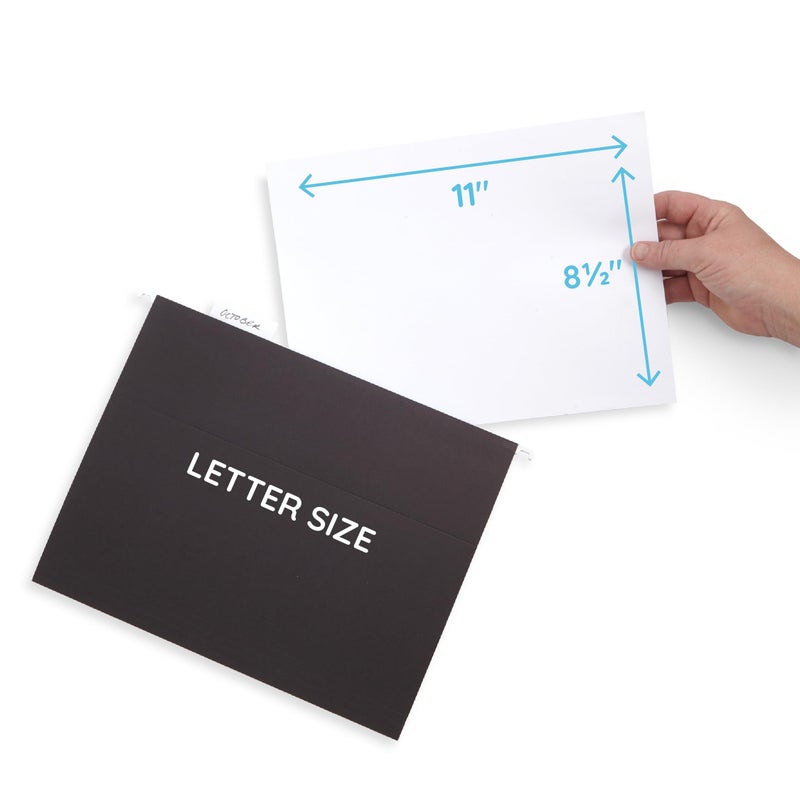 Blue Summit Supplies Hanging File Folders, 25 Reinforced Hang Folders, Designed for Home and Office Color Coded File Organization, Letter Size, Black, 25 Pack - Image 4