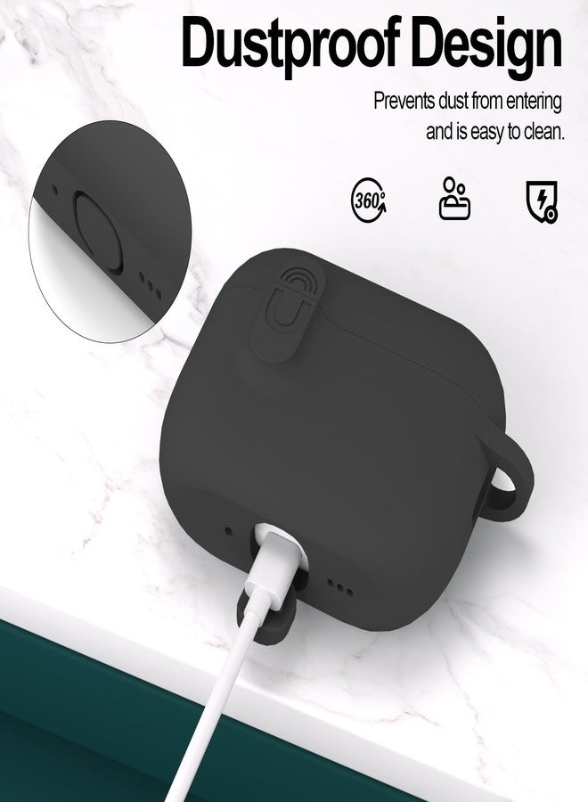 ATUAT جراب ATUAT لسماعات AirPods Pro 3 مع قفل مغناطيسي، غطاء سيليكون ناعم واقٍ مع سلسلة مفاتيح ومجموعة تنظيف، مناسب للرجال والنساء، متوافق مع سماعات Apple AirPods Pro من الجيل الثالث (2025)، مزود بمؤشر LED أمامي مرئي، أسود - Image 3