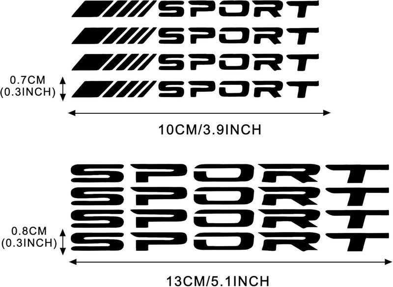 TOMALL 8Pcs Sport Emblem Reflective Stickers for Car Wheels Rims Hub Auto Racing Performance Sport Logo Decals for Car Truck Bumper Door Handle Window Motorcycle Laptop Waterproof Decoration (Black) - Image 2