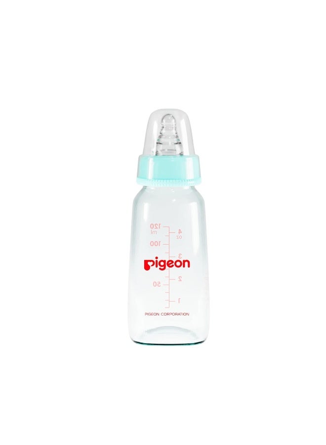 pigeon Premium Glass Baby Feeding Bottle for New Born | with Added Anti-Colic Nipple | for 0+ Month Babies | BPS Free | BPA Free | Pale Blue Colour| 120 ml - Image 1