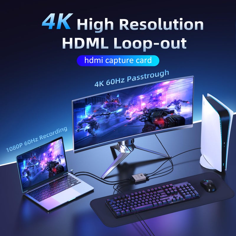 Loya Ark 4K HDMI Video Capture Card for Nintendo Switch 2, PS5, Xbox, PC,Streaming- USB 3.0 Game Capture Device with 2K 30fps, Compatible with Broadcasting, Mobile Cameras & More - Image 4