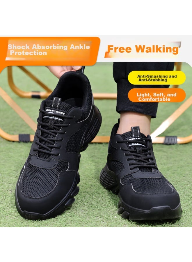 JUNBU Safety Shoes For Men, Summer Breathable Steel Toe Cap, Anti-Smashing, Anti-Puncture, Ultra-Light Soft Sole, Work Safety Functional Shoes 0217T Size 42 - Image 4