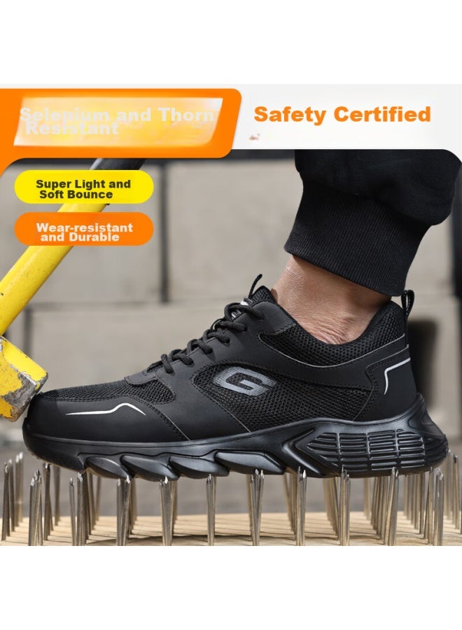 JUNBU Safety Shoes For Men, Summer Breathable Steel Toe Cap, Anti-Smashing, Anti-Puncture, Ultra-Light Soft Sole, Work Safety Functional Shoes 0217T Size 42 - Image 5