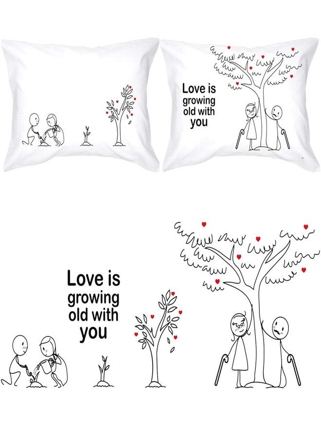 BoldLoft Grow Old with You Couple Pillowcases - Gifts for Couples, 2 Year Anniversary, Engagement, Wedding, Dating, Romantic Gifts for Him, Her, Boyfriend, Girlfriend, Wife, Husband - Image 1