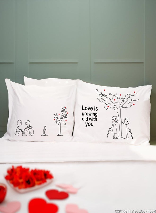 BoldLoft Grow Old with You Couple Pillowcases - Gifts for Couples, 2 Year Anniversary, Engagement, Wedding, Dating, Romantic Gifts for Him, Her, Boyfriend, Girlfriend, Wife, Husband - Image 2