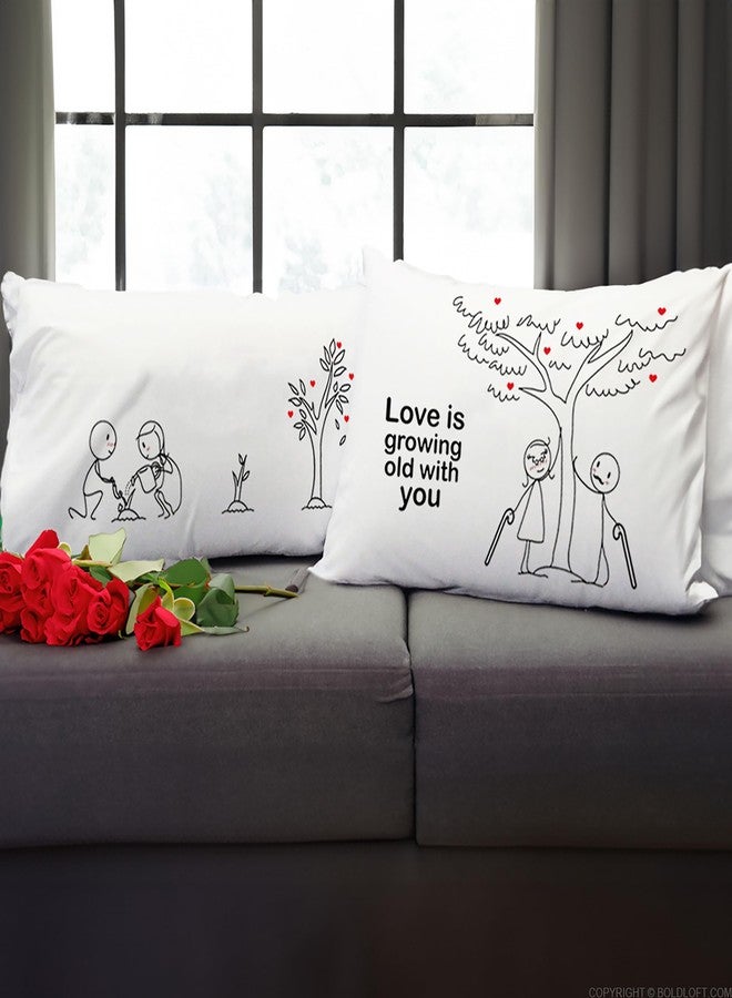 BoldLoft Grow Old with You Couple Pillowcases - Gifts for Couples, 2 Year Anniversary, Engagement, Wedding, Dating, Romantic Gifts for Him, Her, Boyfriend, Girlfriend, Wife, Husband - Image 3