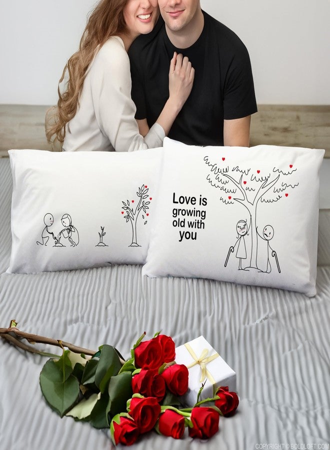 BoldLoft Grow Old with You Couple Pillowcases - Gifts for Couples, 2 Year Anniversary, Engagement, Wedding, Dating, Romantic Gifts for Him, Her, Boyfriend, Girlfriend, Wife, Husband - Image 4