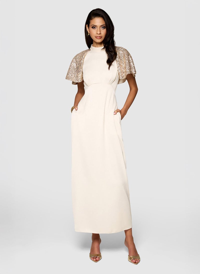 Closet London - Gold Maxi Cape Dress - Image 1