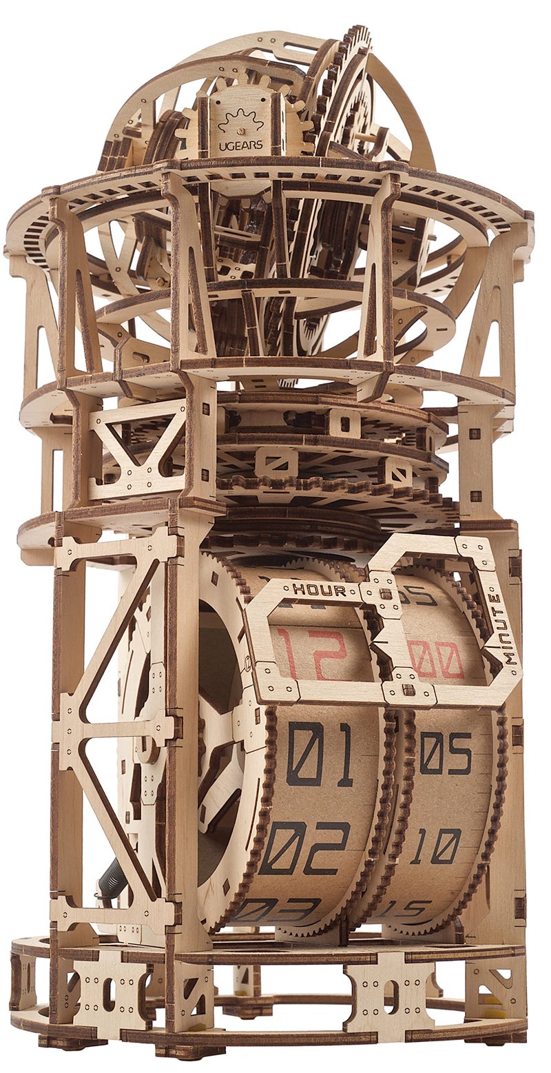 UGEARS Wooden 3D Puzzles for Adults - Astronomer Table Clock with Tourbillon Model Kit - Mechanical Clock Kit Functional DIY Miniature Kit Wood Crafts for Adults - Gifts For Puzzle Lovers - 338 Pieces - Image 1