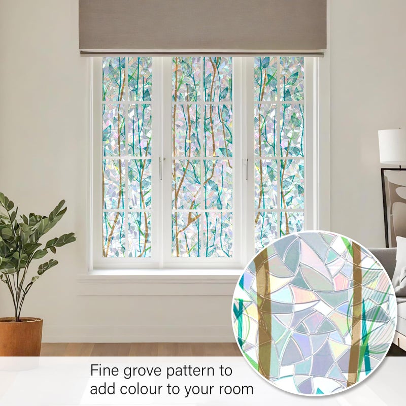 Kromapolis Window Film Window Privacy Film 3D Stained Glass Window Sticker Static Cling Sun Blocking UV Protection for Glass Door Heat Control, Non-Adhesive (17.5 x 78.7 inch) - Image 4