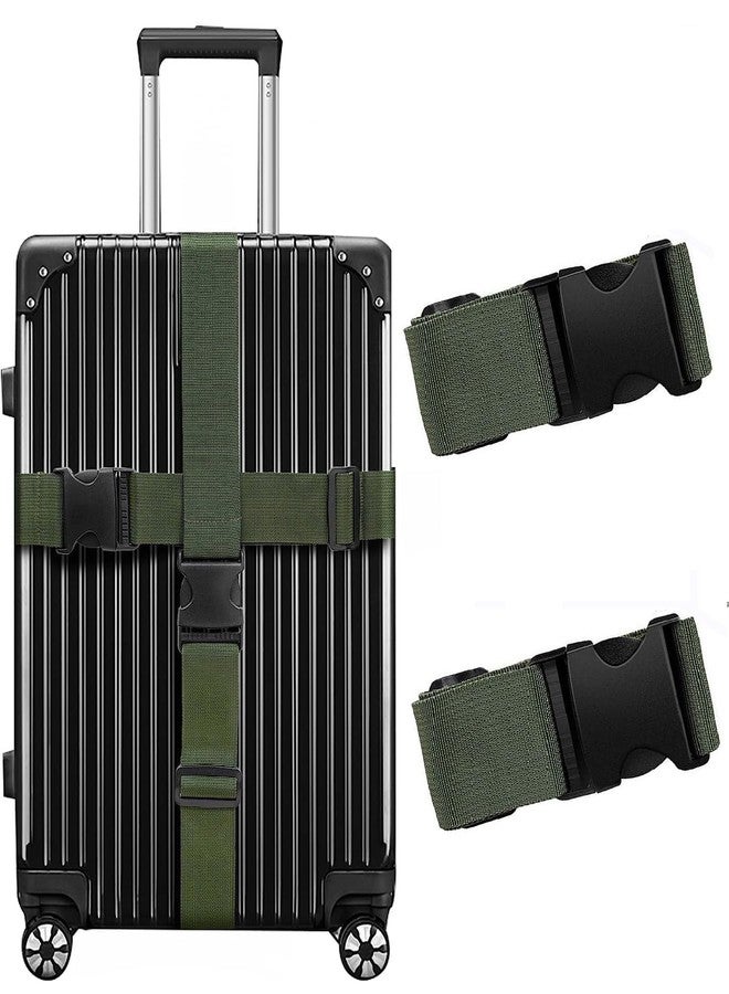 iCONY Luggage Straps for Suitcases 2INCH X6.5FEET with Quick Release Buckle Adjustable, Premium Accessory for Travel Bag Closure Bright Colors 2pack (Green) - Image 1