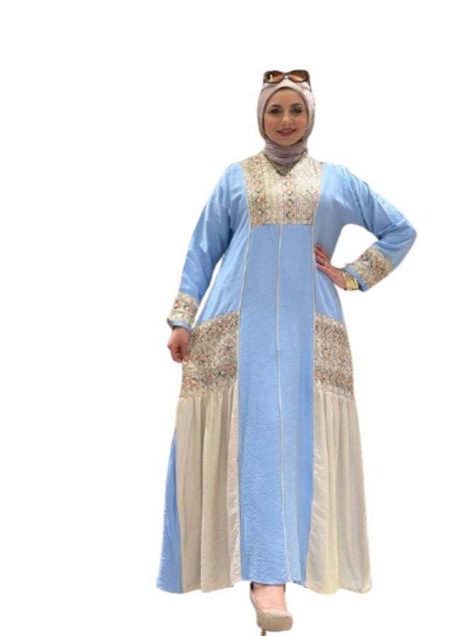 Luxurious Spanish linen abaya, suitable for going out and receiving guests - hand-embroidered - perfect for special occasions - Image 1