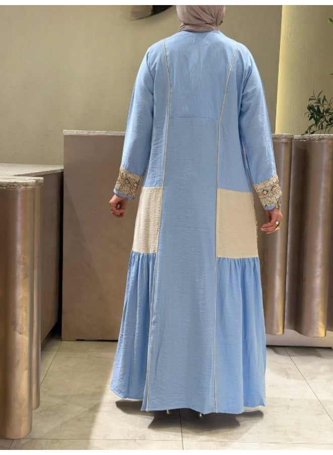 Luxurious Spanish linen abaya, suitable for going out and receiving guests - hand-embroidered - perfect for special occasions - Image 4