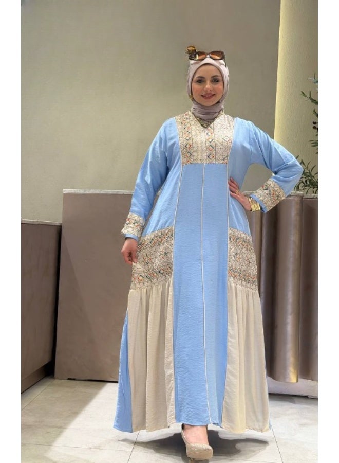 Luxurious Spanish linen abaya, suitable for going out and receiving guests - hand-embroidered - perfect for special occasions - Image 5
