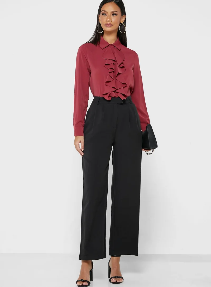 ELLA Pleat Detail Straight Pants