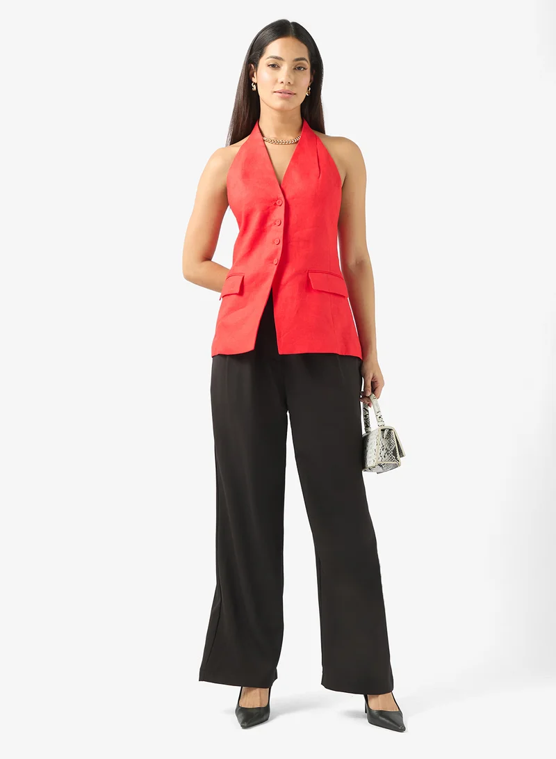 ELLA Pleat Detail Straight Pants