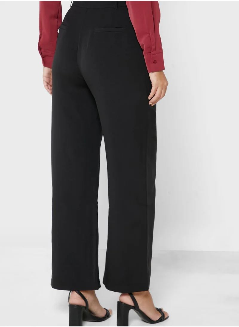 ELLA Pleat Detail Straight Pants