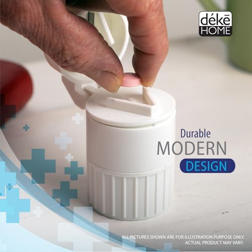 Deke Home - 3 in 1 Pill Cutter & Crusher with Storage, Compact Pill Splitter with Stainless Blade, Powder Grinder & Travel Cup, Best for Scored Tablets, Vitamins & Medication, BPA Free - Image 3