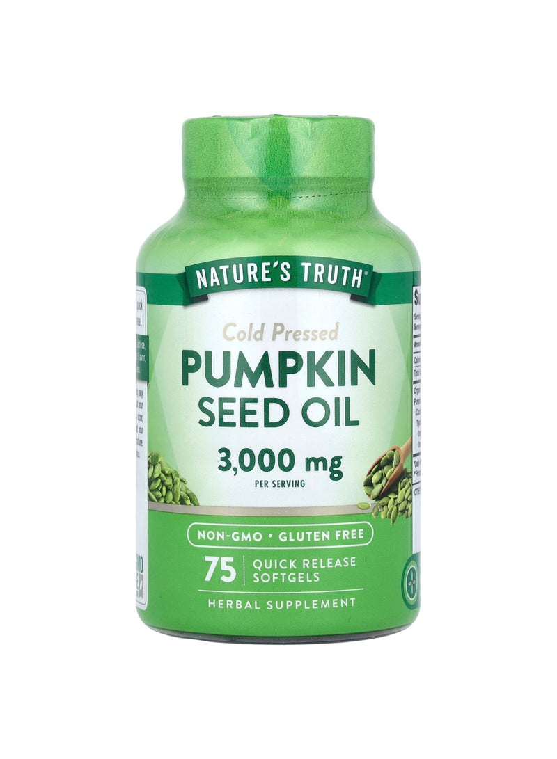 Pumpkin Seed Oil, Cold Pressed, 75 Quick Release Softgels, (1,000 mg per Softgel)