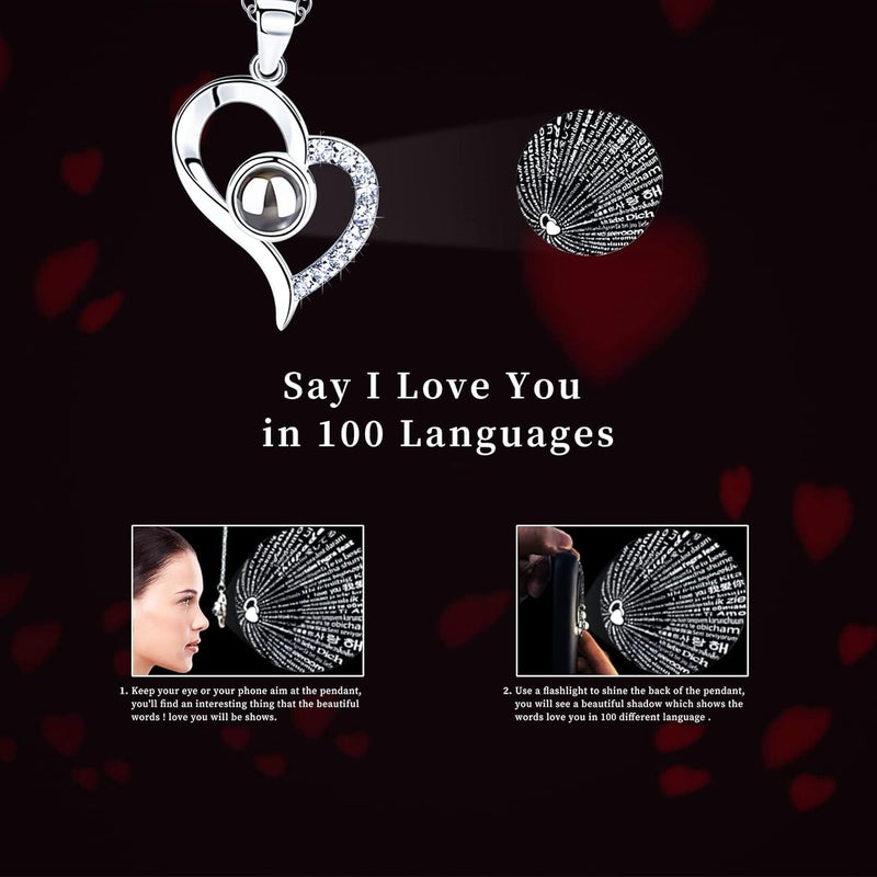 Galox Rose Flower with Heart Necklace, Gift for Wife, Girlfriend, Fiancée On Valentines Day Birthday Wedding Anniversary, Necklace with Rose Flower Box Bag Gift Card (Silver Cross Heart (Red Rose)) - Image 3