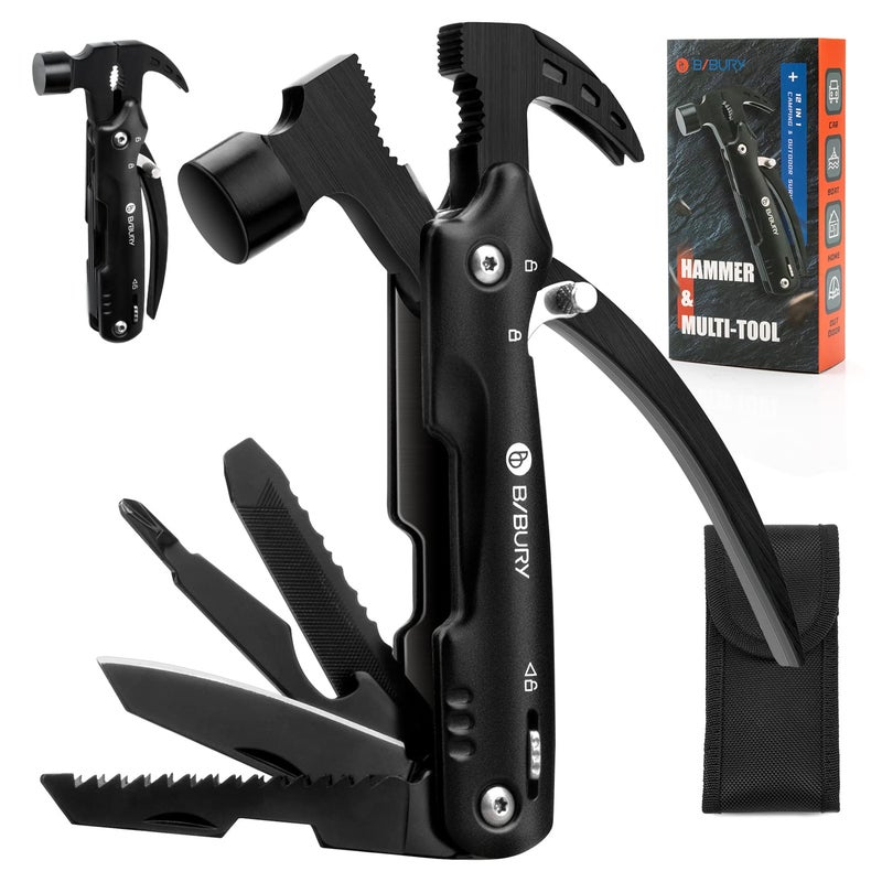 Valentines Day Gifts for Him BIBURY Hammer Multitool 12in1 Survival Gear Outdoor Multi Tool Anniversary Birthday Gift for Men Dad Husband Him Grandpa Camping Essentials Gear Tools