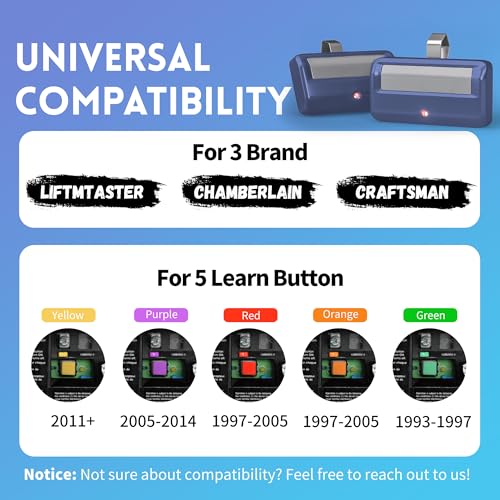 CreaCity 2 for Chamberlain Craftsman Garage Door Opener Remote 891LM 971LM Universal,Blue - Image 3