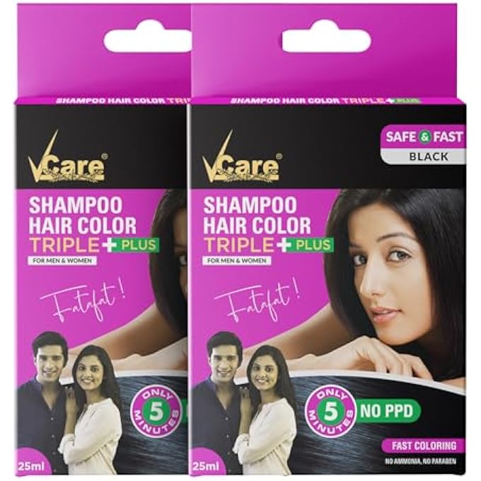 Vcare Shampoo Hair Color, Black, 25Ml