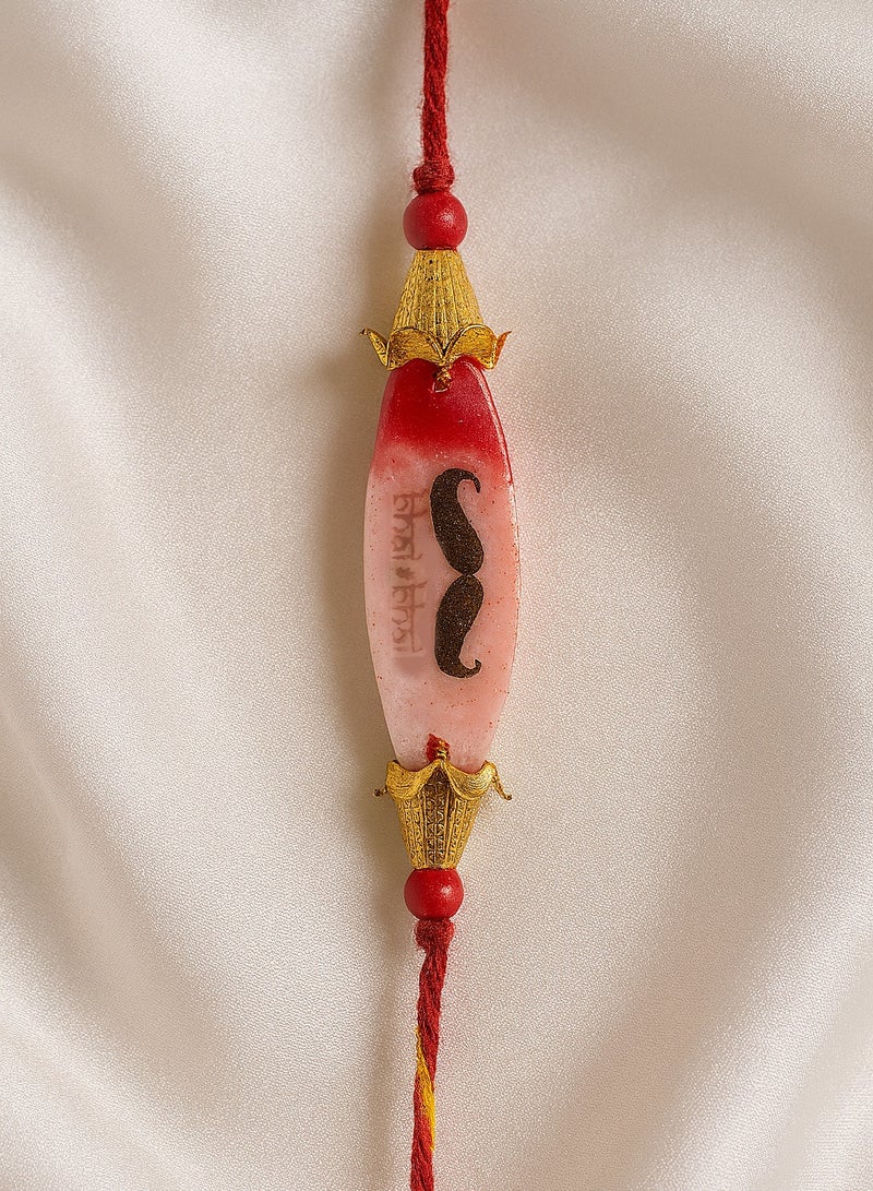 Handmade Resin Rakhi with Roli-Chawal Unique Raksha Bandhan Rakhi Rakhi with Bhai Bhai Text - 36 cm
