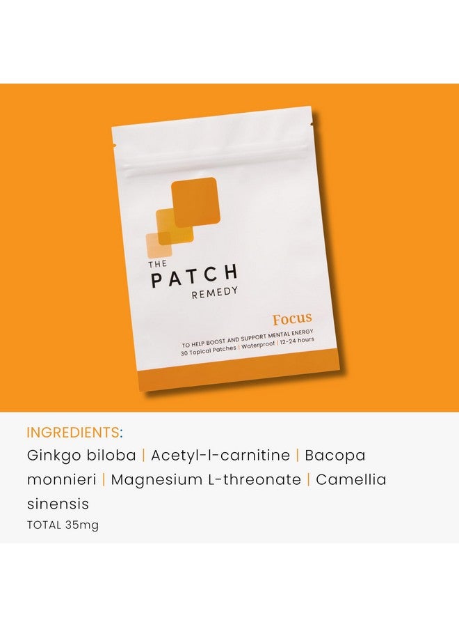 The Patch Remedy رقعة العلاج المركزة - رقعة موضعية مركزة مع الجنكة بيلوبا، وأسيتيل-إل-كارنيتين، وباكوبا مونيري، وثريونات المغنيسيوم، وكاميليا سينينسيس، 30 رقعة جلدية للبالغين والأطفال - Image 2