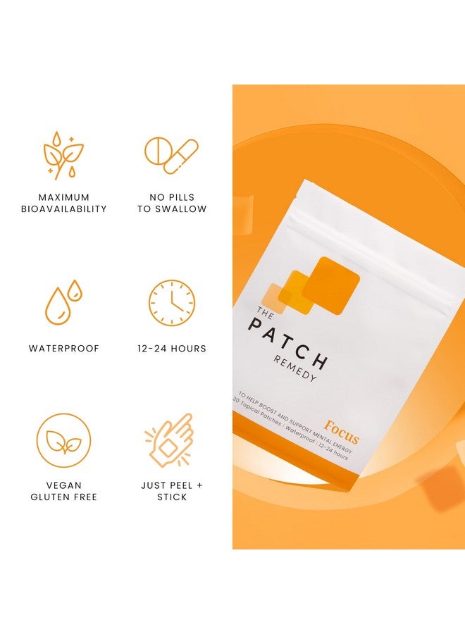 The Patch Remedy رقعة العلاج المركزة - رقعة موضعية مركزة مع الجنكة بيلوبا، وأسيتيل-إل-كارنيتين، وباكوبا مونيري، وثريونات المغنيسيوم، وكاميليا سينينسيس، 30 رقعة جلدية للبالغين والأطفال - Image 4