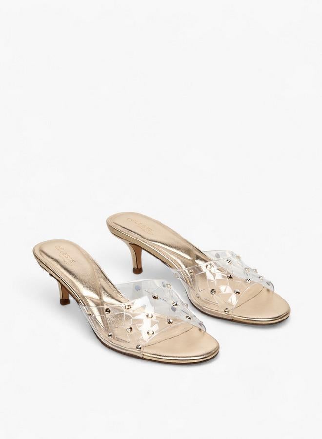 Celeste Women Studded Kitten Heel Sandals - Image 1