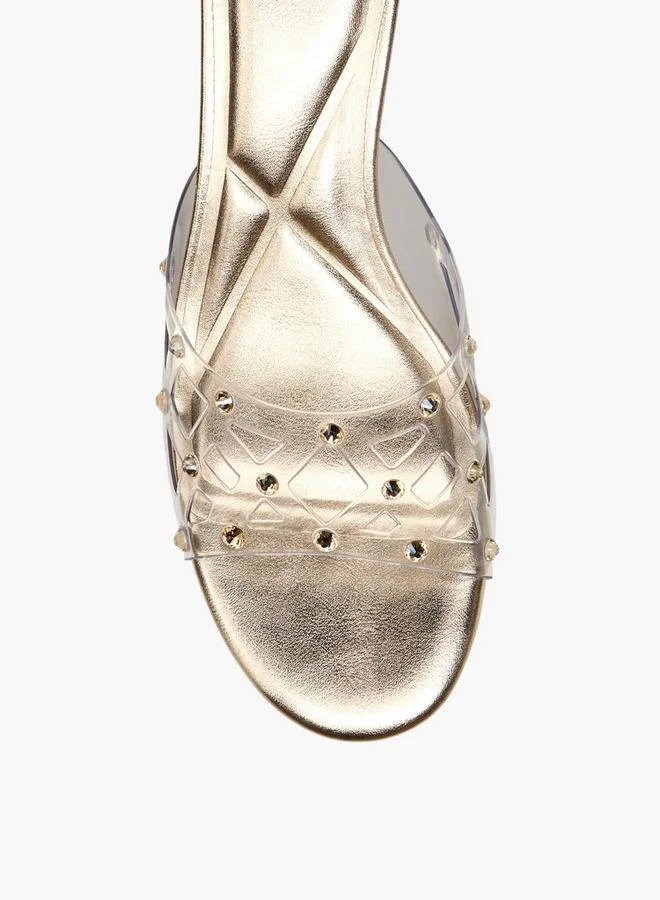 Celeste Gold Women Studded Kitten Heel Sandals for Women | Best Price UAE