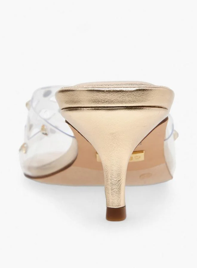 Celeste Gold Women Studded Kitten Heel Sandals for Women | Best Price UAE