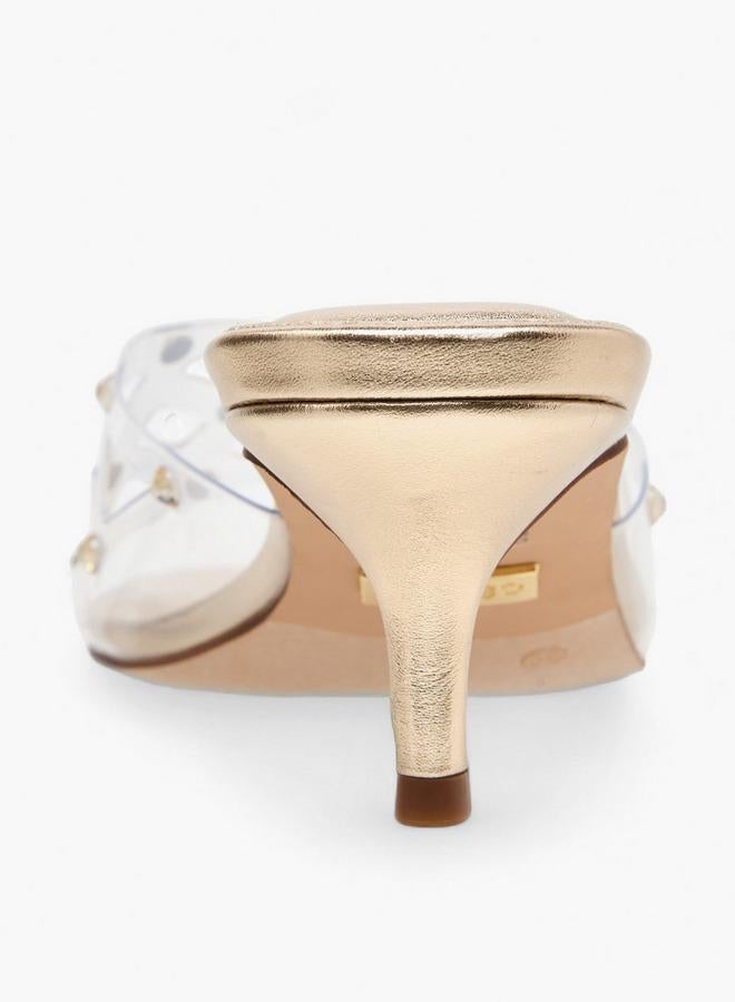 Celeste Women Studded Kitten Heel Sandals - Image 5
