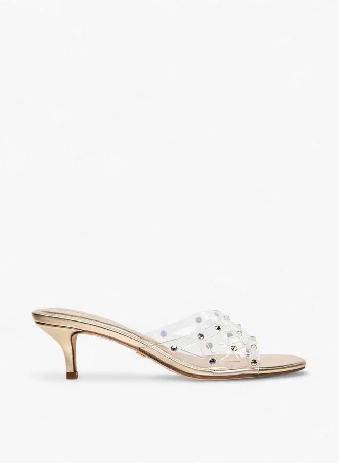 Celeste Gold Women Studded Kitten Heel Sandals for Women | Best Price UAE