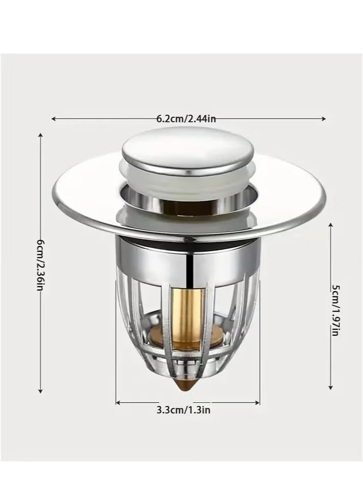 Universal Bathroom Sink Stopper, Anti-odor Wash Basin Refined Copper Core, Pop Up Bathroom Sink Plug, Press Type Sink Drain Stopper, Washbasin Drain Filter, Bathtub Hair Catcher, Bathroom Accessories - Image 4