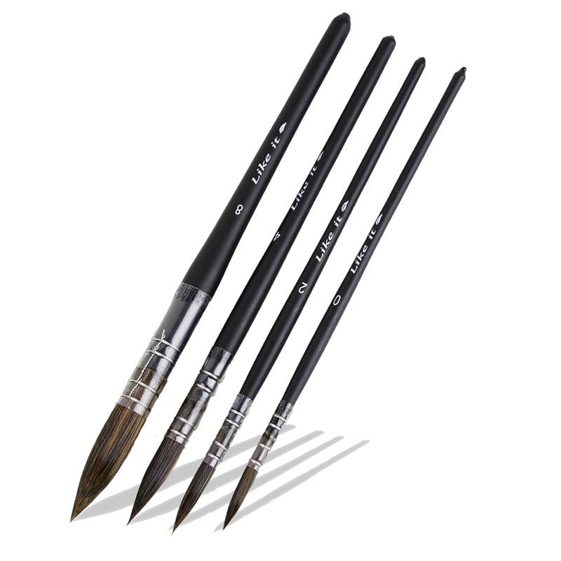 Like-It Artist Professional Painting Brushes (Matte Black MOP Brush Set of 4) - Image 2