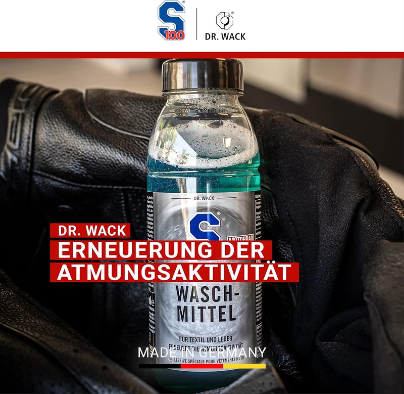 DR. WACK S100 Functional Detergent 300 ml – Liquid Detergent for Motorcycle Clothing – Gentle Cleaning from 20 °C – Odour Remover for Leather and Textile – High-Quality Motorcycle Care Modern versatile shape - Image 2