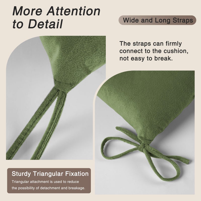 OVOV Thick Rocking Chair Cushion Warm Tufted Rocking Chair Pads Set of 2 with Ties High Back and Seat Cushion Suitable for Indoor Green - Image 3