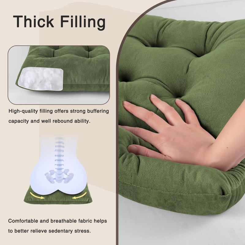 OVOV Thick Rocking Chair Cushion Warm Tufted Rocking Chair Pads Set of 2 with Ties High Back and Seat Cushion Suitable for Indoor Green - Image 5