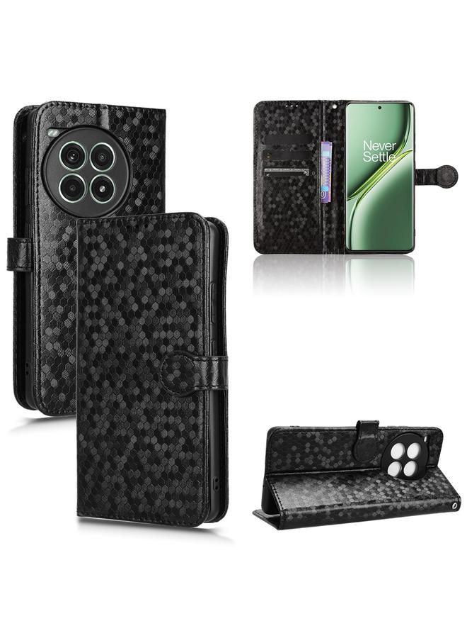 Zaboon For OnePlus Ace 3 Pro Honeycomb Dot Texture Leather Phone Case(Black)