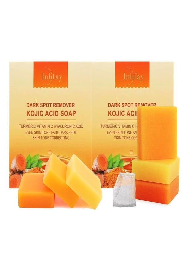 Inlifay Kojic Acid Soap with Turmeric: Dark Spot Remover Soap with Vitamin C, Vitamin E, Retinol, Collagen, Hyaluronic Acid, Moisturizing for Body & Face Pack of 2 - Image 1