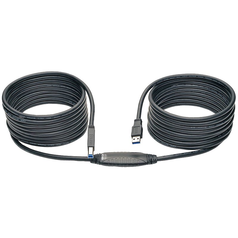 Tripp Lite USB-A to USB-B 3.0 SuperSpeed Active Repeater Cable, Male-to-Male, 25 Feet / 7.62 Meters, 3-Year Warranty (U328-025), Black
