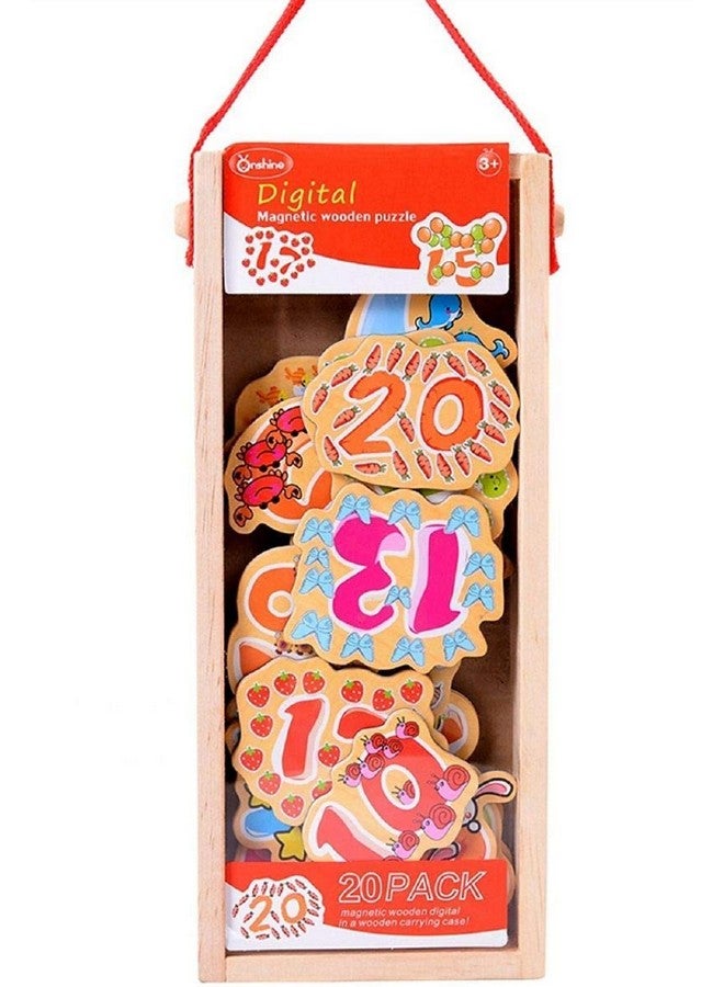 فنبلاست لعبة الألغاز الخشبية المغناطيسية من فن بلاست مع حقيبة حمل خشبية، أحجية تعليمية خشبية للأطفال (أرقام، 20 قطعة) - Image 2