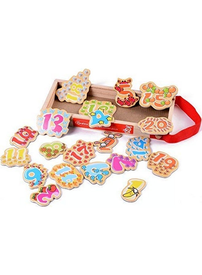 فنبلاست لعبة الألغاز الخشبية المغناطيسية من فن بلاست مع حقيبة حمل خشبية، أحجية تعليمية خشبية للأطفال (أرقام، 20 قطعة) - Image 3