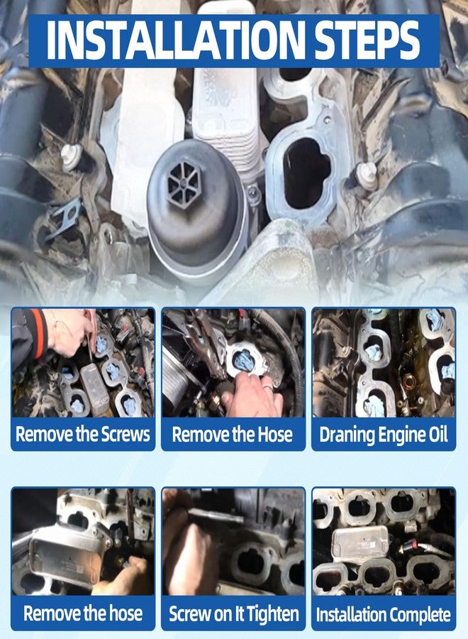 MITZONE Engine Oil Cooler Filter Housing Assembly Adapter Kit with Gaskets Cap Filter Insert Compatible with 2011-2018 1.4L Turbo Chevrolet Cruze Sonic Trax Buick Encore OE 55566784 650039 88179-91400 - Image 4