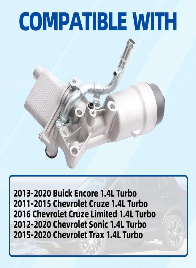 MITZONE Engine Oil Cooler Filter Housing Assembly Adapter Kit with Gaskets Cap Filter Insert Compatible with 2011-2018 1.4L Turbo Chevrolet Cruze Sonic Trax Buick Encore OE 55566784 650039 88179-91400 - Image 2