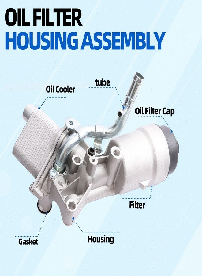 MITZONE Engine Oil Cooler Filter Housing Assembly Adapter Kit with Gaskets Cap Filter Insert Compatible with 2011-2018 1.4L Turbo Chevrolet Cruze Sonic Trax Buick Encore OE 55566784 650039 88179-91400 - Image 3