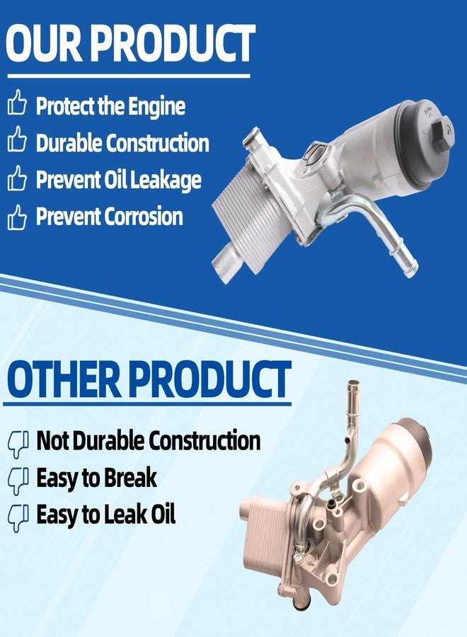 MITZONE Engine Oil Cooler Filter Housing Assembly Adapter Kit with Gaskets Cap Filter Insert Compatible with 2011-2018 1.4L Turbo Chevrolet Cruze Sonic Trax Buick Encore OE 55566784 650039 88179-91400 - Image 5